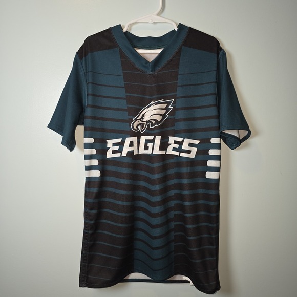 NFL Youth Black And Teal Eagles Short Sleeve Shirt Small Birds Philadelphia Flag - Picture 1 of 4